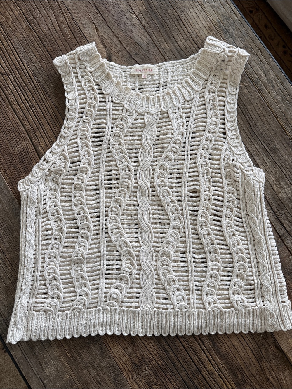 Solitaire Cream Crochet Tank Top Vest